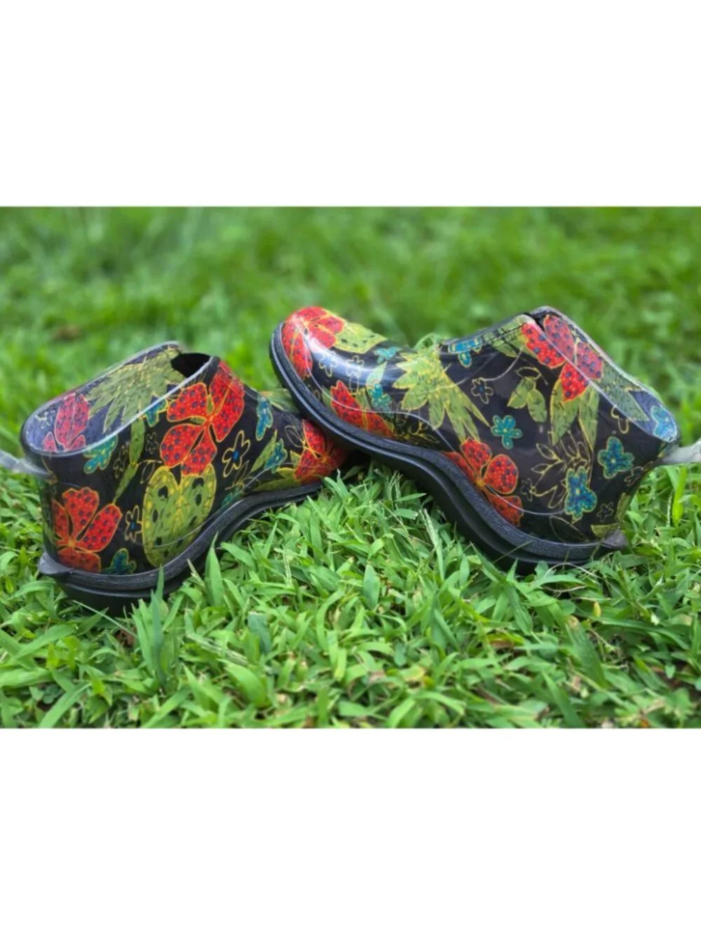 Sloggers Women's 9 Waterproof Rain and Garden Ankle Boots Midsummer Black Floral